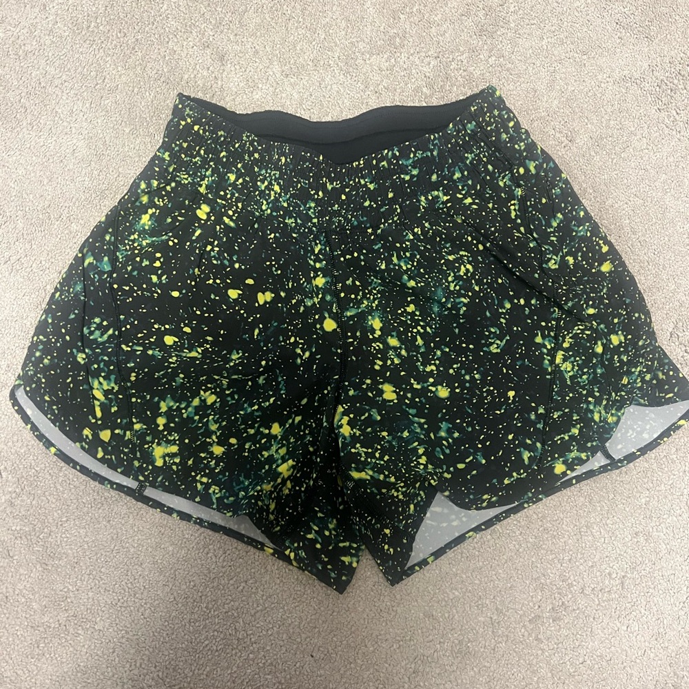 Lululemon Athletica Black and Green Athletic Shorts